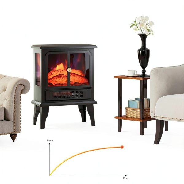 OYLUS Electric Fireplace Stove Heater Art Deco Black-5