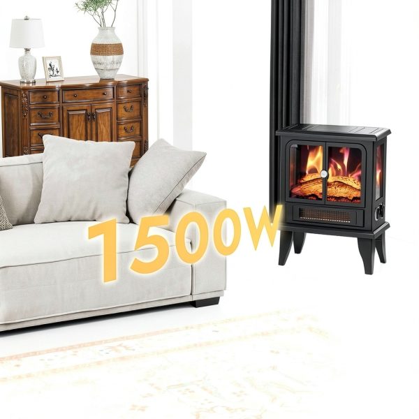 OYLUS Electric Fireplace Stove Heater Art Deco Black-4
