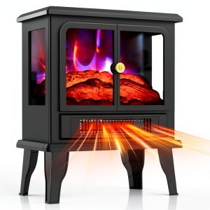 OYLUS Electric Fireplace Stove Heater Art Deco Black-0