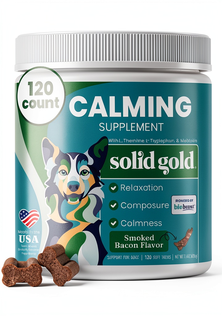 Calming dog treats in a bowl
