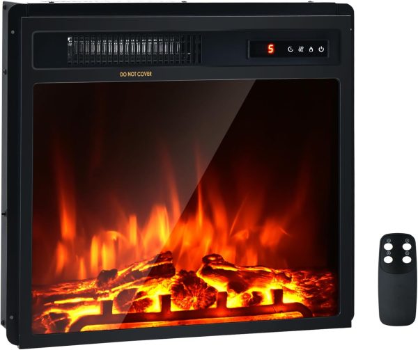 Giantex Electric Fireplace Modern Black Wall Mount-0