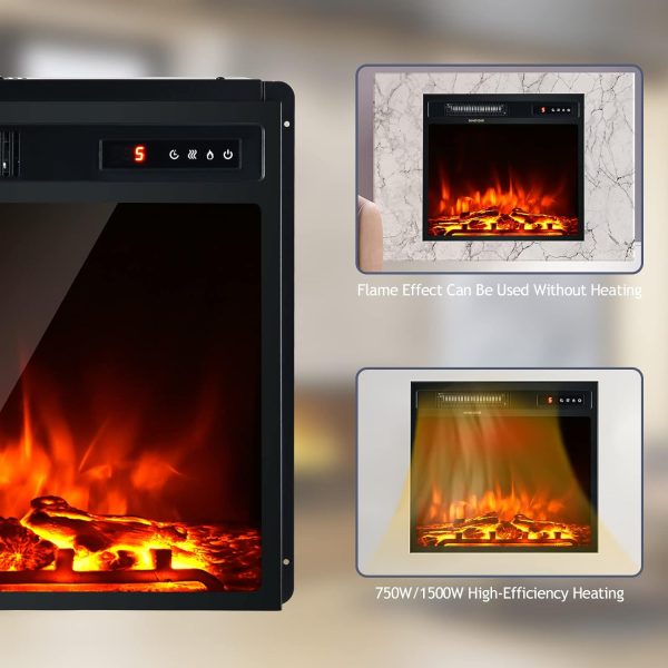Giantex Electric Fireplace Modern Black Wall Mount-7