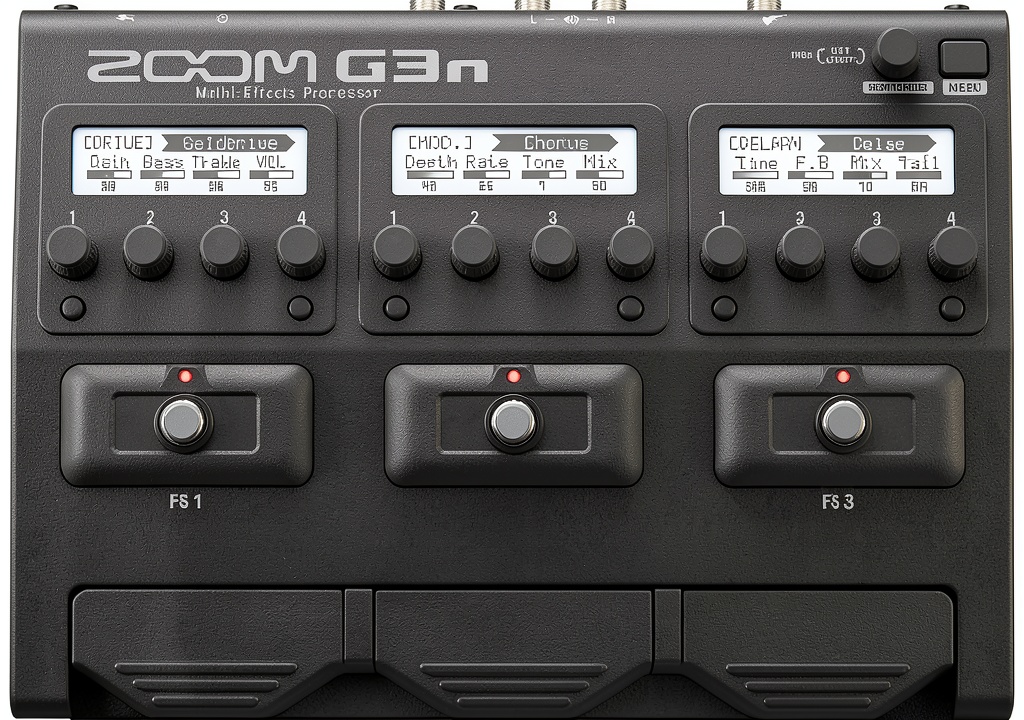 Installing Zoom G3N Black Multieffects Processor Guitar on a wooden desk