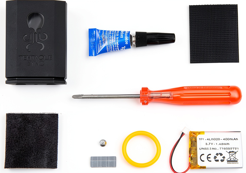 Installing Tentacle R00 Battery Kit Replacement for Musicians on a wooden desk