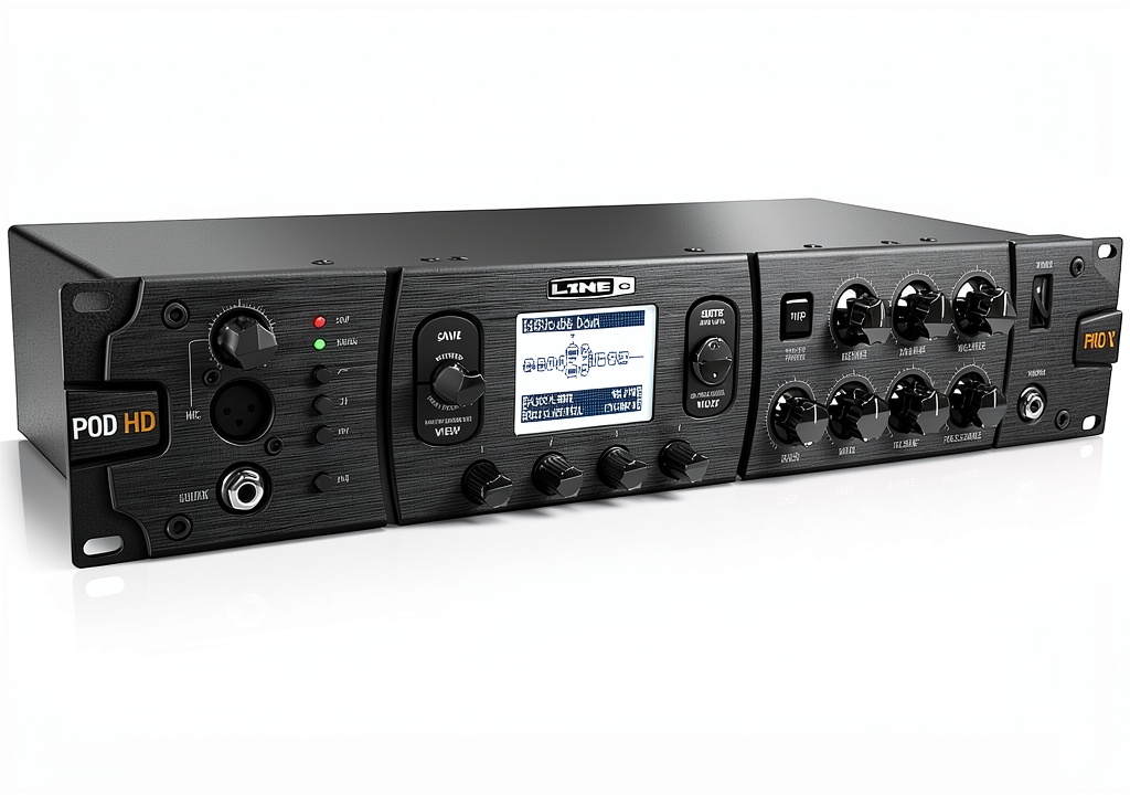 Guitar multieffects processor on a stage rig