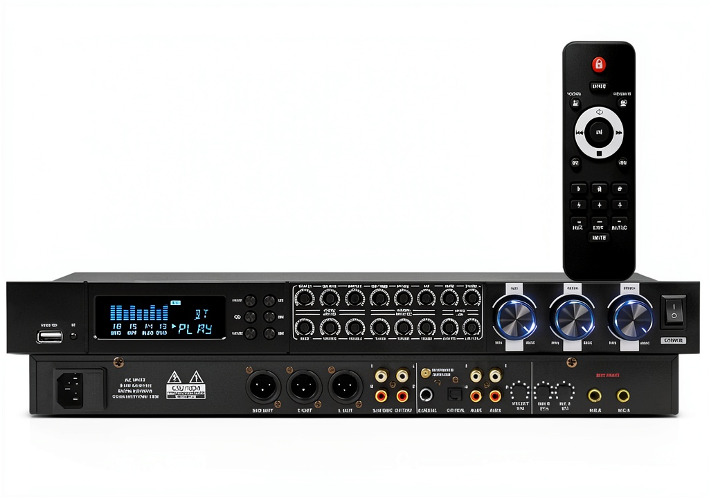 JCANOL reverb processor mounted on a stage monitor