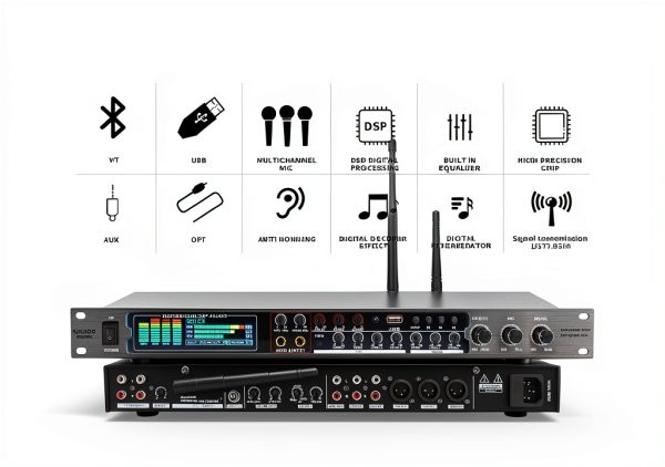 FX8-PRO Karaoke Audio Pre‑effector USB Mixer with LCD Screen Black-2