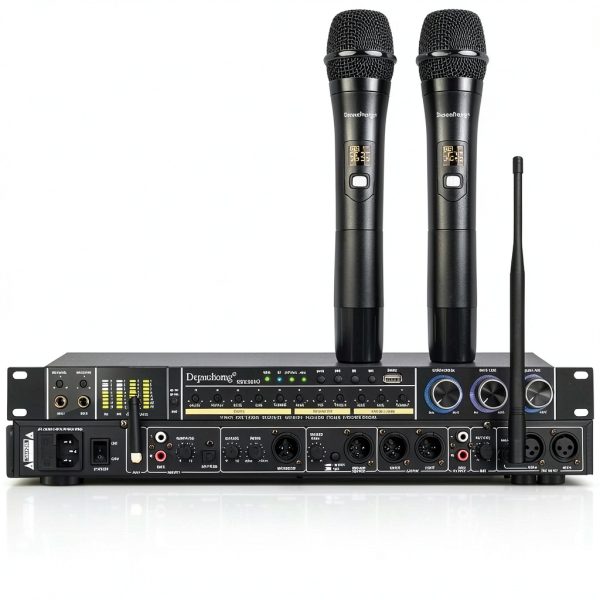 REV3900 Black Karaoke Dual‑Mic with Anti‑Howling and Bluetooth-4