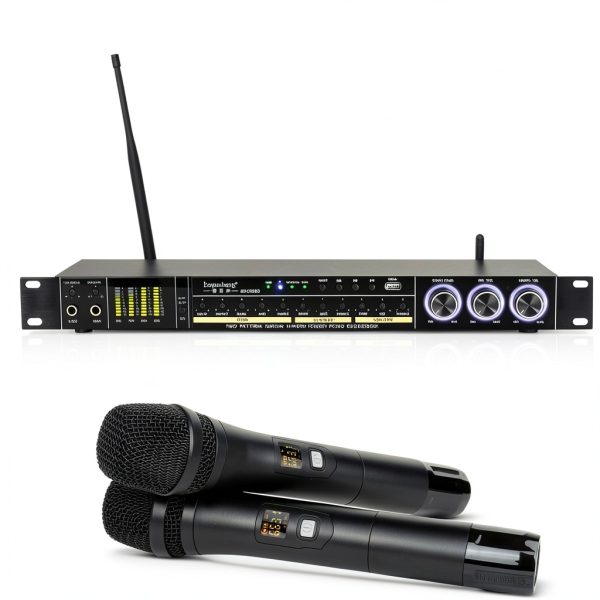 REV3900 Black Karaoke Dual‑Mic with Anti‑Howling and Bluetooth-5