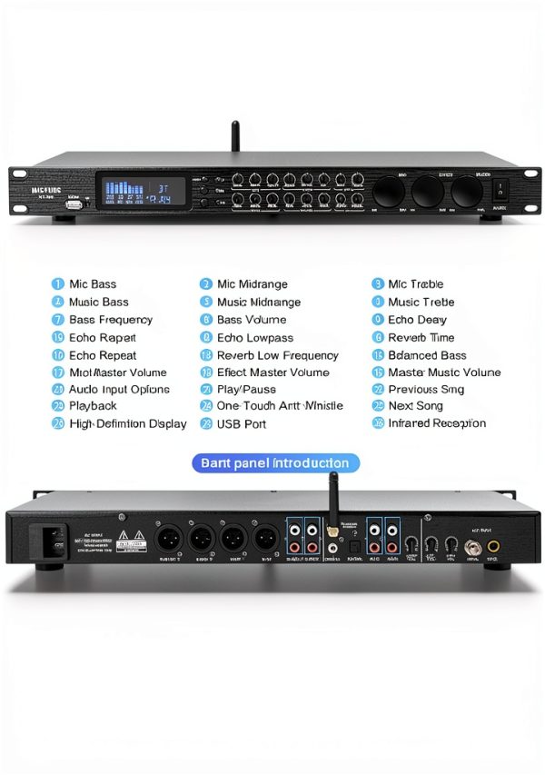 KT900-PRO Karaoke Processor with Bluetooth USB Optical Input-6