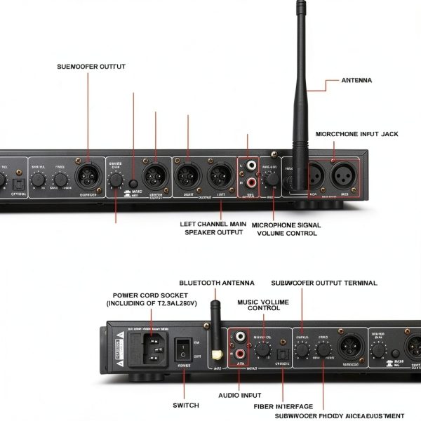 REV3900 Black Karaoke Dual‑Mic with Anti‑Howling and Bluetooth-2