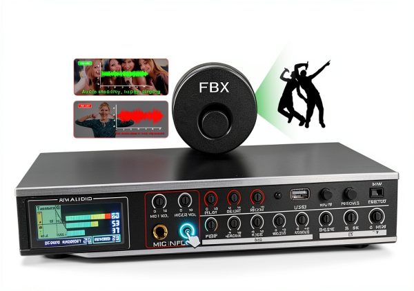 FX8-PRO Karaoke Audio Pre‑effector USB Mixer with LCD Screen Black-4