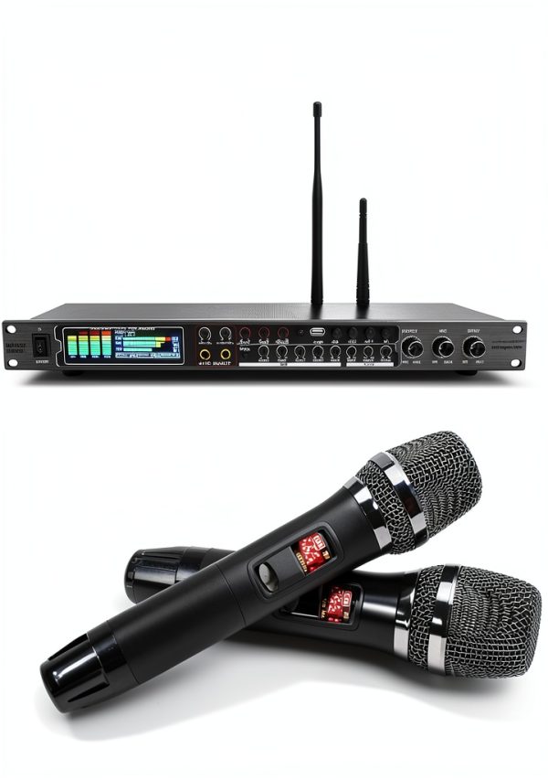 FX8-PRO Karaoke Audio Pre‑effector USB Mixer with LCD Screen Black-1
