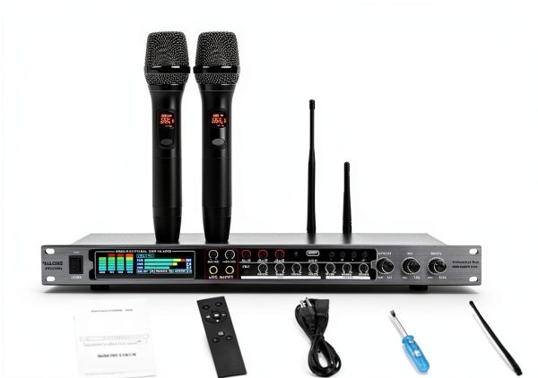 FX8-PRO Karaoke Audio Pre‑effector USB Mixer with LCD Screen Black-7