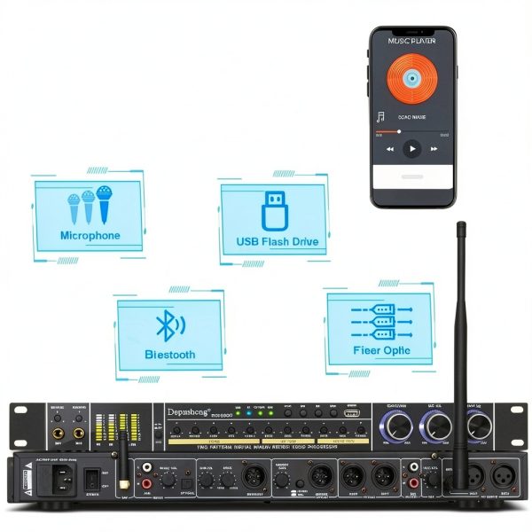 Dual Microphone Karaoke Processor REV3900-M Black Metal-4