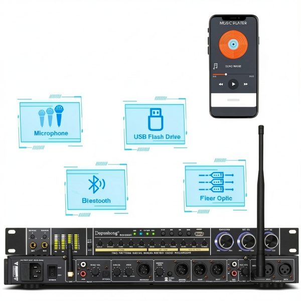 REV3900 Black Karaoke Dual‑Mic with Anti‑Howling and Bluetooth-7
