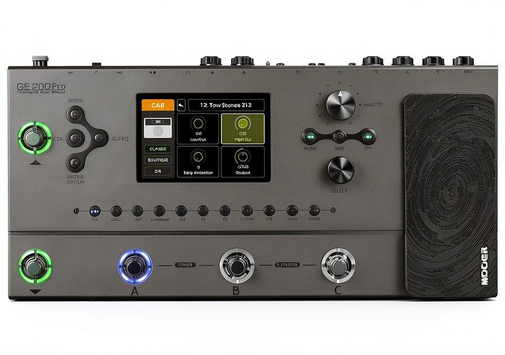 Installing GE200 Pro Multi-Effects Pedal with Bluetooth 286 Effects on a wooden desk