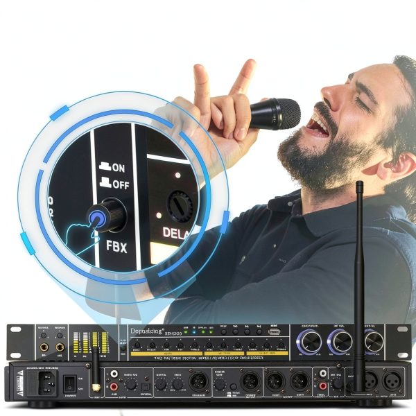 REV3900 Black Karaoke Dual‑Mic with Anti‑Howling and Bluetooth-6