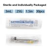 30pcs 3ml/cc 25G 1.5 inch (38mm) Luer Lock for Industrial Scientific Accessories, Refilling Liquid, Individually Wrapped-4