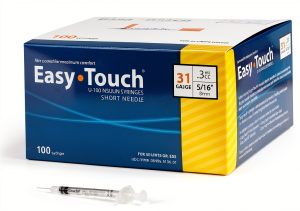 EasyTouch® U-100-31G Syringe Needle 5/16" 8mm 100pcs Steel-0
