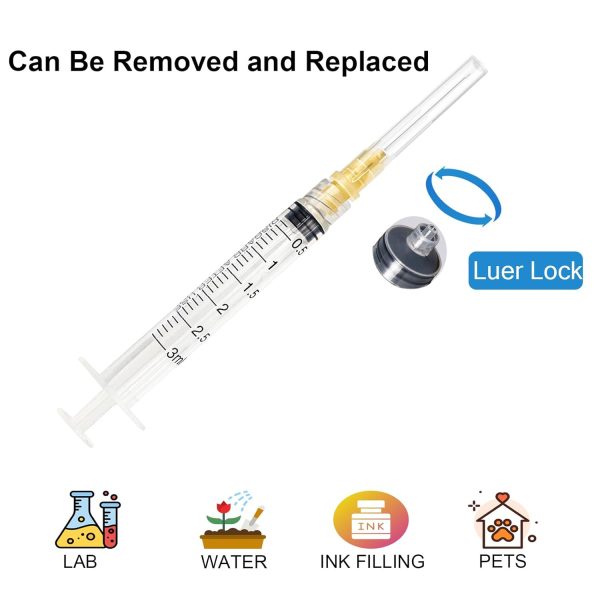 30pcs 3ml/cc 25G 1.5 inch (38mm) Luer Lock for Industrial Scientific Accessories, Refilling Liquid, Individually Wrapped-2