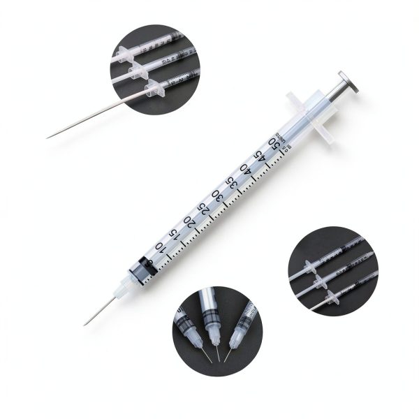 0.5ml Syringe with Needle,31G 0.5cc 5/16 Inch 8mm Needle and Syringe,Individually Wrapped,Pack of 30-2