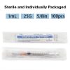 100pcs 1ml 25G x 5/8 inch Scientific Accessories, Refilling Liquids | 1cc 25g 5/8 inch 16mm Individually Wrapped, Lab Sample Injections, Disposable Luer Lock, Dispensing Supplies, Thick-4