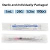 100pcs 1ml 29G 1/2 in for Disposable lab Utensils,Refilling Liquids | 1cc 29 ga 1/2 in Luer Lock Dispensing Industrial Scientific Accessories,Individually Packed ,Removable, Plastic-4