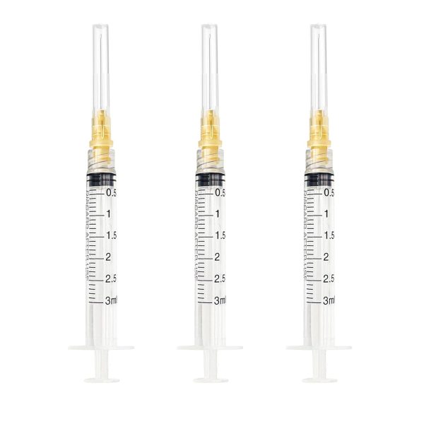 30pcs 3ml/cc 25G 1.5 inch (38mm) Luer Lock for Industrial Scientific Accessories, Refilling Liquid, Individually Wrapped-0