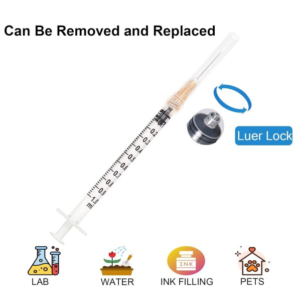 100pcs 1ml 25G x 5/8 inch Scientific Accessories, Refilling Liquids | 1cc 25g 5/8 inch 16mm Individually Wrapped, Lab Sample Injections, Disposable Luer Lock, Dispensing Supplies, Thick-2